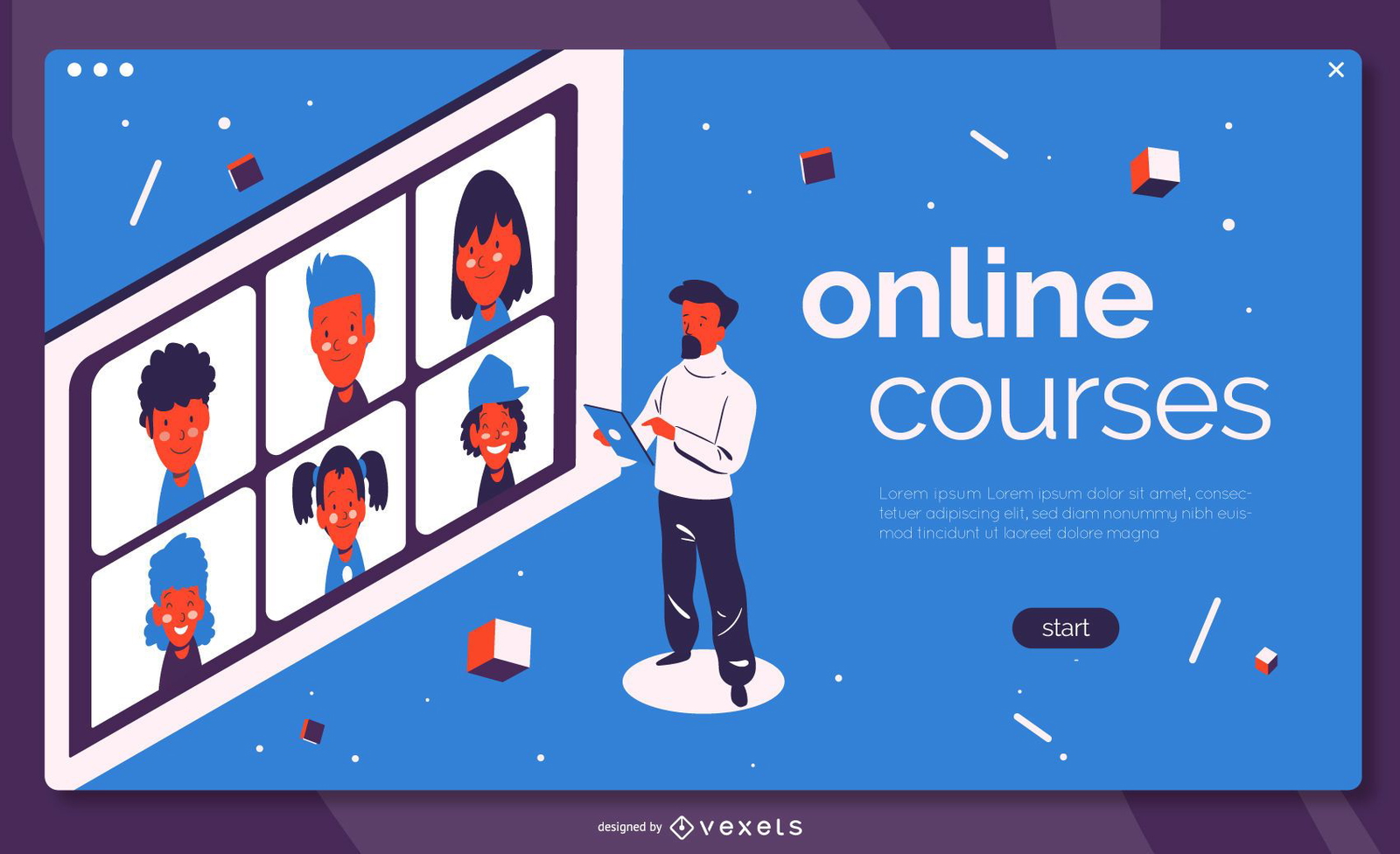 Download Online Courses Education Landing Page - Vector Download