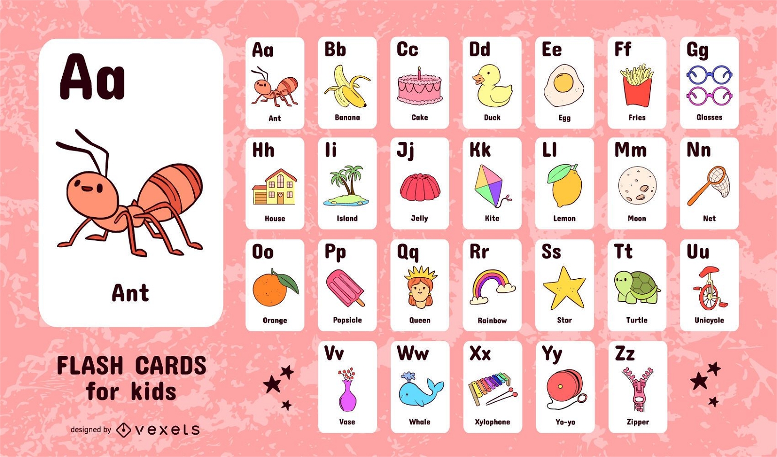 Conjunto de flashcards do alfabeto para crian?as