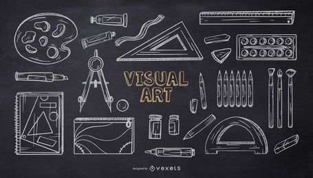 Pacote de design de giz do Art School Elements
