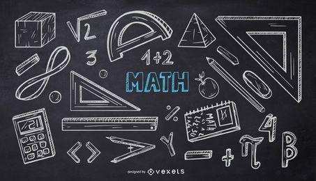 Pacote de Doodle de Giz da Escola de Matemática