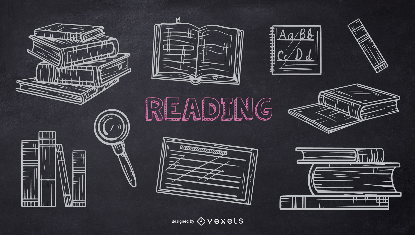 Download Reading School Chalk Doodle Pack - Vector Download