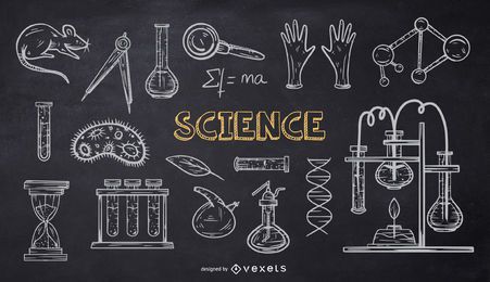 Pacote de Doodle de Giz da Escola de Ciências