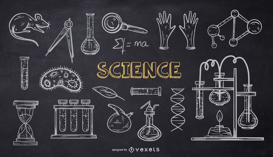 Paquete de Doodle de tiza de la escuela de ciencias Paquete de Doodle de tiza de la escuela de ciencias