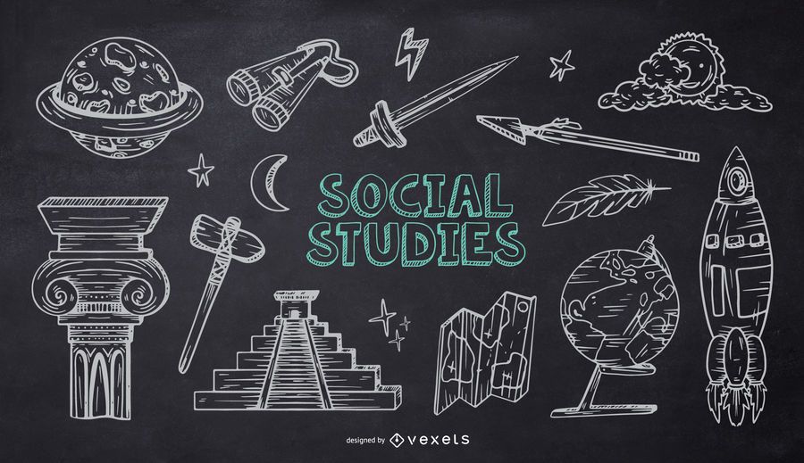 Paquete de Doodle de tiza de la escuela de estudios sociales Paquete de Doodle de tiza de la escuela de estudios sociales