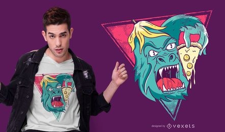 Gorilla Pizza T-shirt Design Vector Download