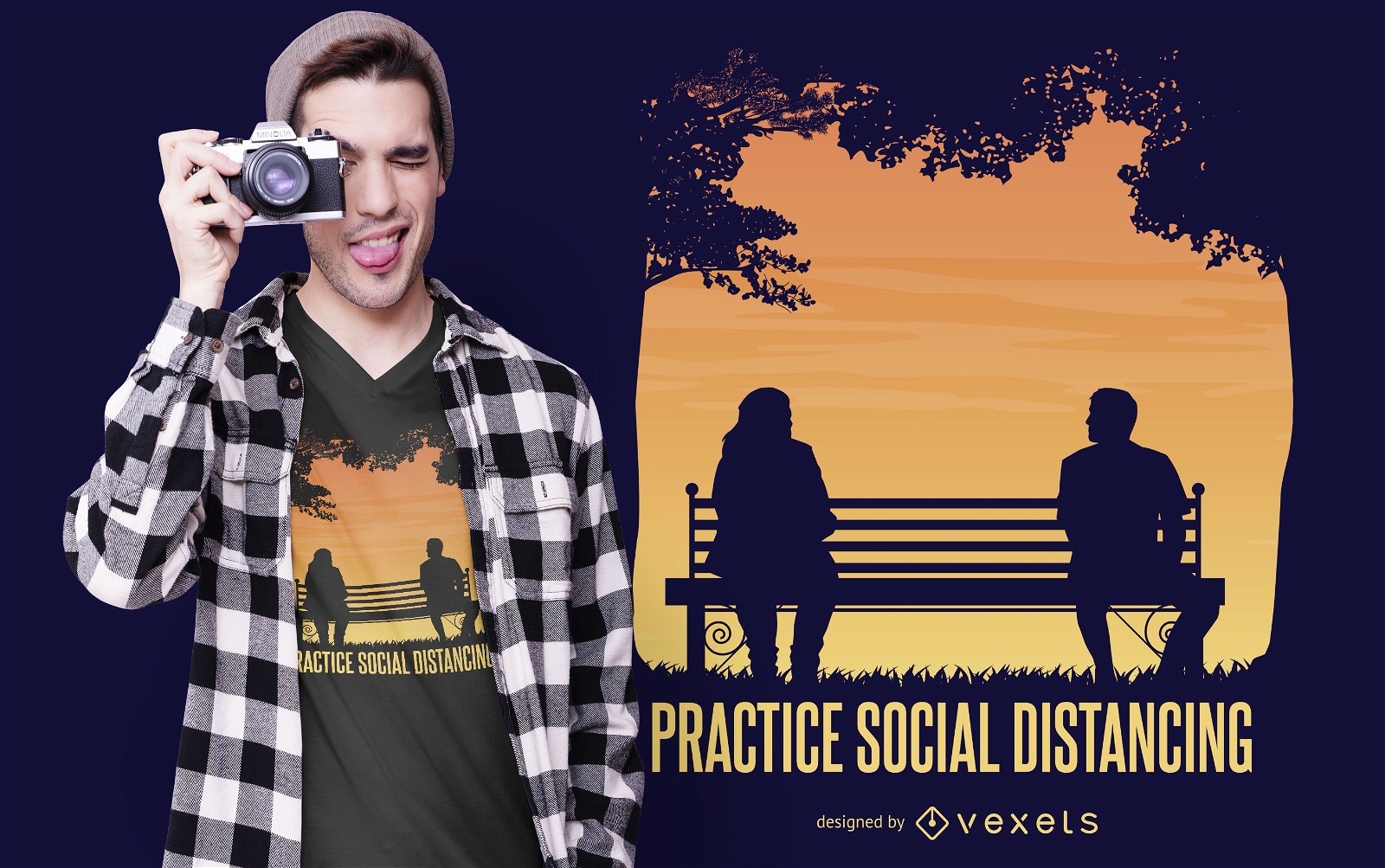 Pratique o design de camisetas de distanciamento social