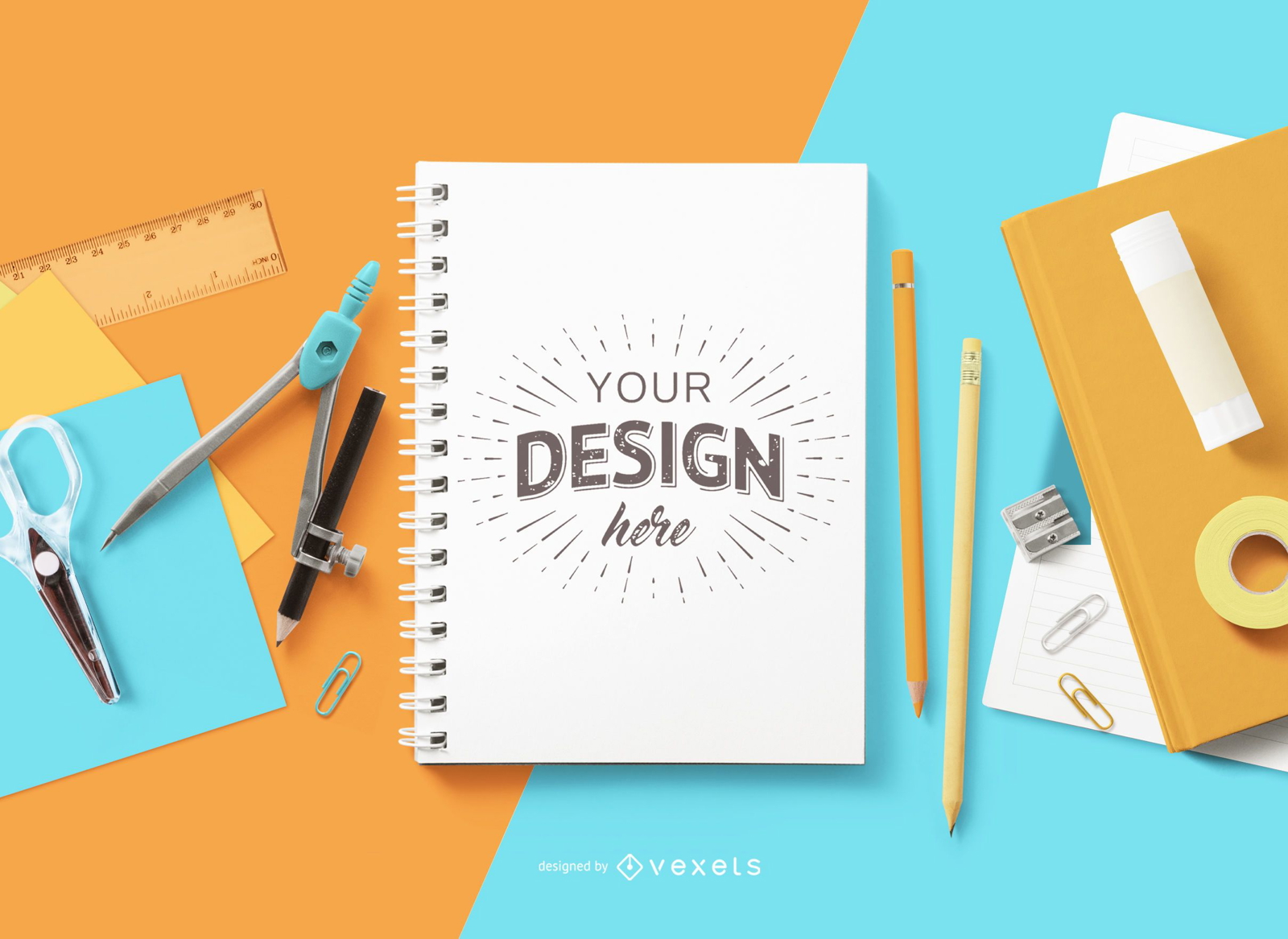 Back To School Notebook Mockup PSD Editable Template