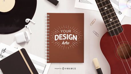 Composição de maquete de música para notebook