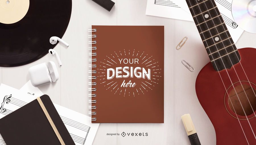 Notebook music mockup composition Notebook music mockup composition