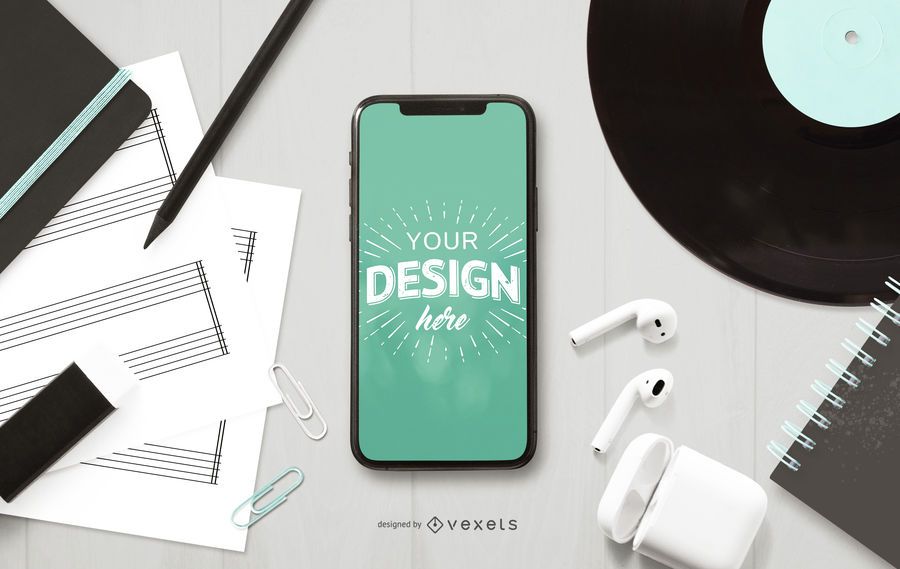 Phone music mockup composition Phone music mockup composition