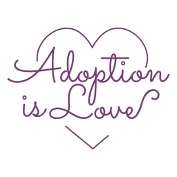 Adopción de letras de corazón Diseño PNG