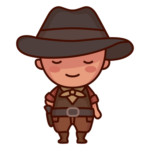 American cowboy cute character PNG Design