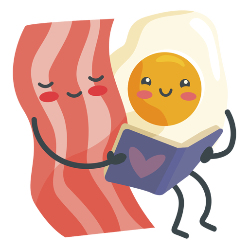 Bacon egg reading together PNG Design