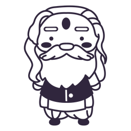 Hombre con barba trazo indio Diseño PNG