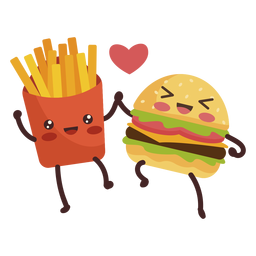 Batatas fritas de hambúrguer de mãos dadas Desenho PNG