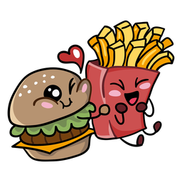 Burger Pommes lieben PNG-Design