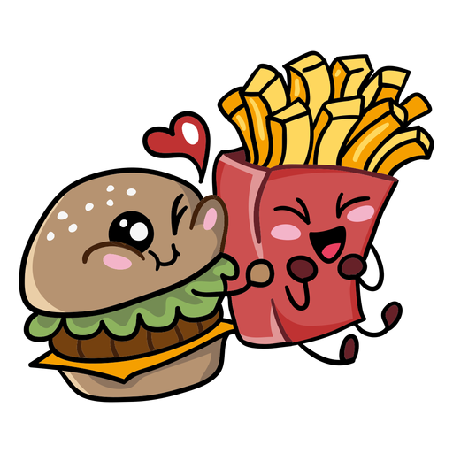 Burger fries love PNG Design