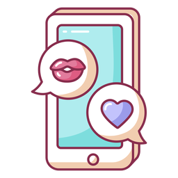 Móvil de mensajes de texto de san valentín de color Diseño PNG