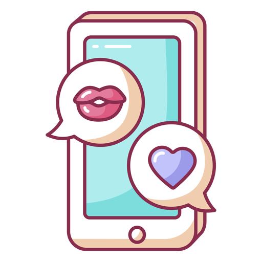 Colored valentine texting mobile PNG Design
