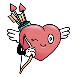 Colored winking heart with bow arrow PNG Design