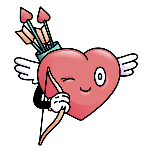 Coração piscando colorido com arco de flecha Desenho PNG