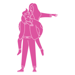 Pareja piggyback silueta Diseño PNG