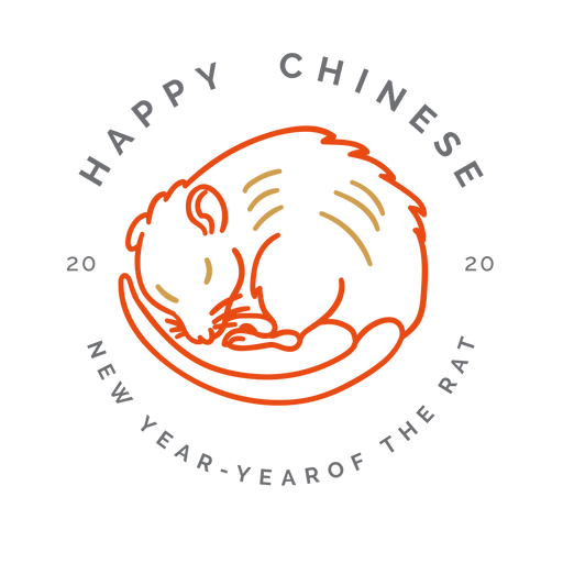 Curled rat chinese new year PNG Design