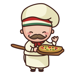 Lindo chef con pizza Diseño PNG