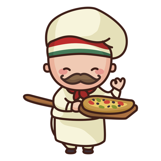 Chef bonito com pizza Desenho PNG
