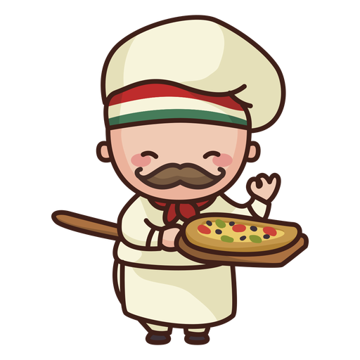 Cute chef with pizza - Transparent PNG & SVG vector file