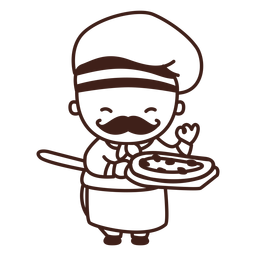 Chef fofo com traço de pizza Desenho PNG