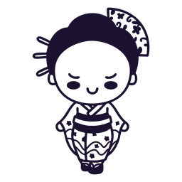 Curso tradicional de mulher japonesa bonito Desenho PNG