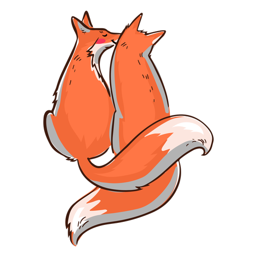 Cute kissing foxes - Transparent PNG & SVG vector file