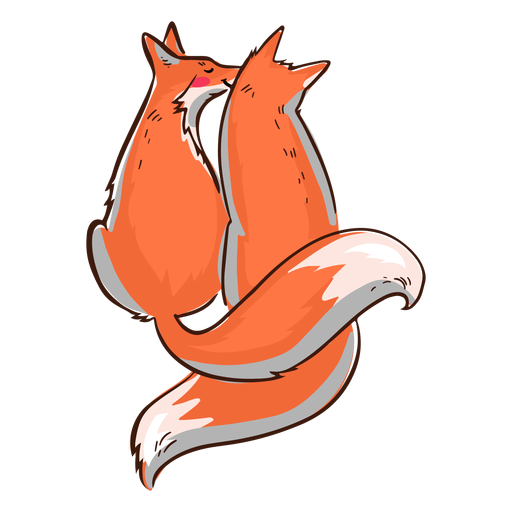 Cute kissing foxes PNG Design