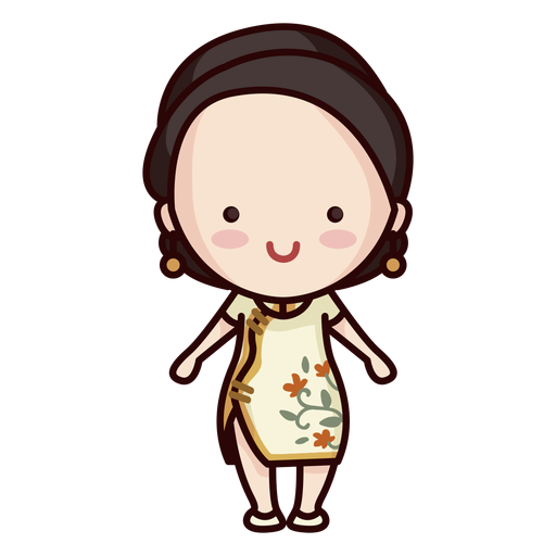 Cute modern chinese woman PNG Design