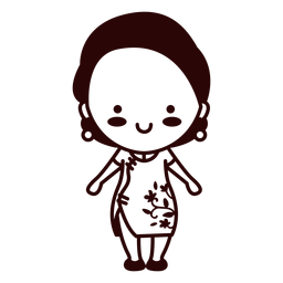 Netter moderner chinesischer Frauenschlag PNG-Design
