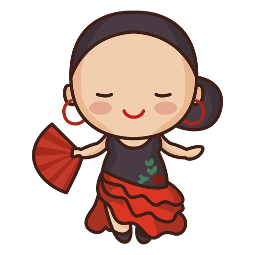 Cute spanish flamenco woman PNG Design