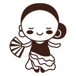 Lindo trazo de mujer flamenca española Diseño PNG