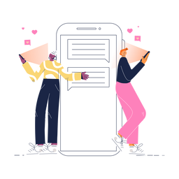 Cute texting couple PNG Design