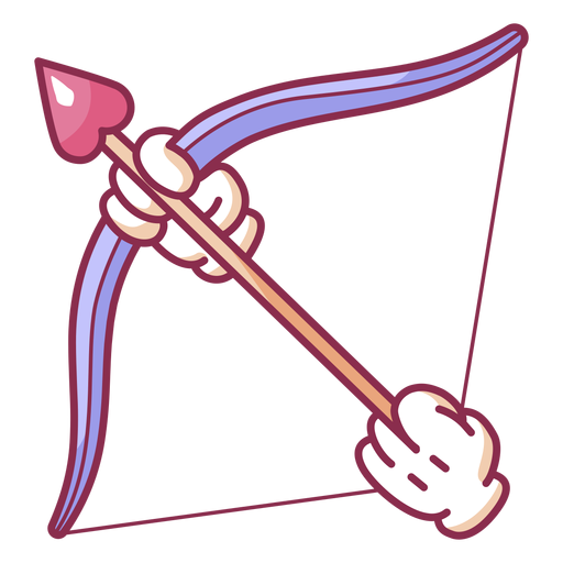 Hand bow arrow valentine colored PNG Design