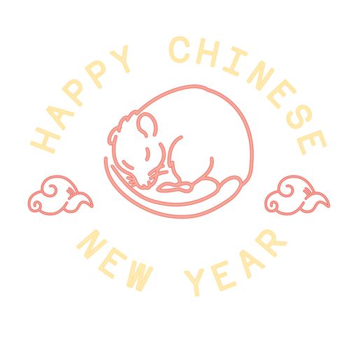 Feliz año nuevo chino rata durmiendo Diseño PNG
