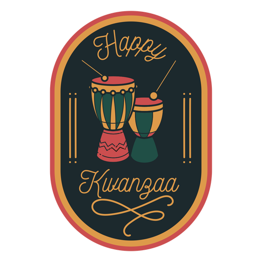 Happy Kwanzaa Abzeichen Trommeln PNG-Design
