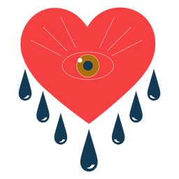 Corazon llorando ojos romanticos Diseño PNG