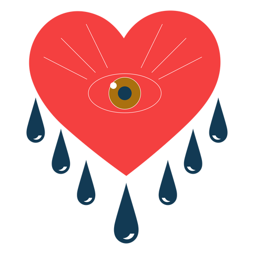 Corazon llorando ojos romanticos Diseño PNG