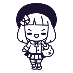 Traço de garota japonesa kawaii Desenho PNG