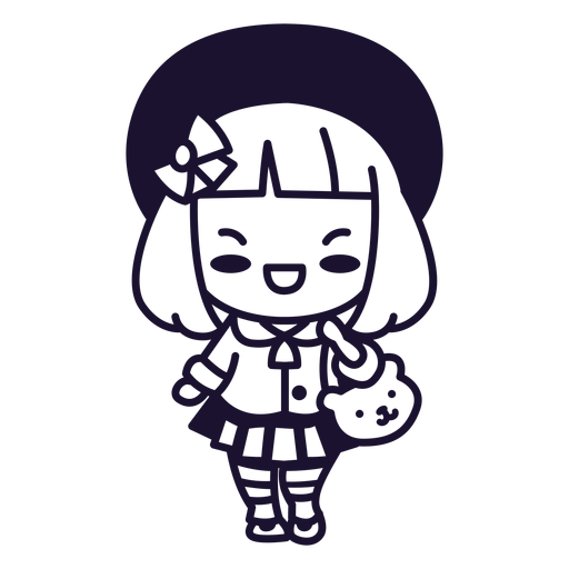 Kawaii japanese girl stroke - Transparent PNG & SVG vector file