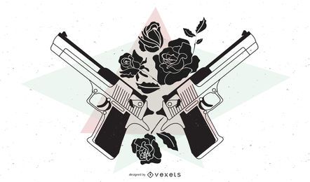 Blumen und Feuerwaffen Vektor