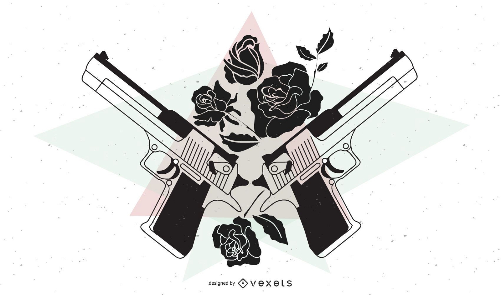 Guns And Roses Vector Vector Download