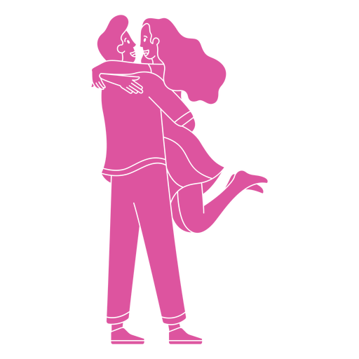Man lifting woman couple silhouette