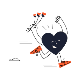 Running heart happy PNG Design